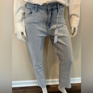 Bayeas HIGH RISE SLIM DENIM JEANS WITH RAW HEM